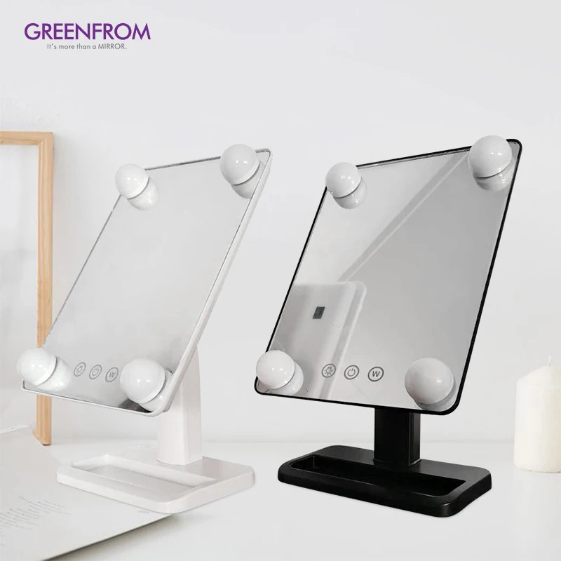 Led Espejos USB 4 Bulb Table Vanity Mirror Smart Touch Sensor Makeup Mirror With Led Light
