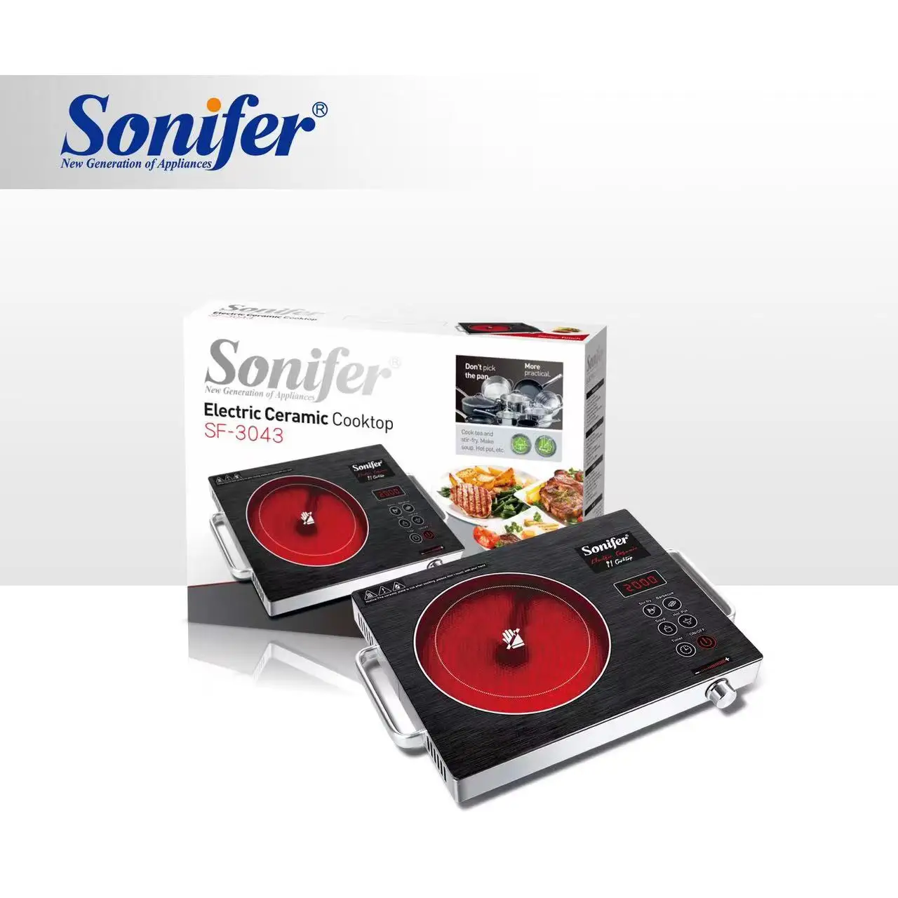 Sonifer SF-3043 кухонная Индукционная Керамическая электрическая плита 2000 Вт 220 В из нержавеющей стали с сенсорной