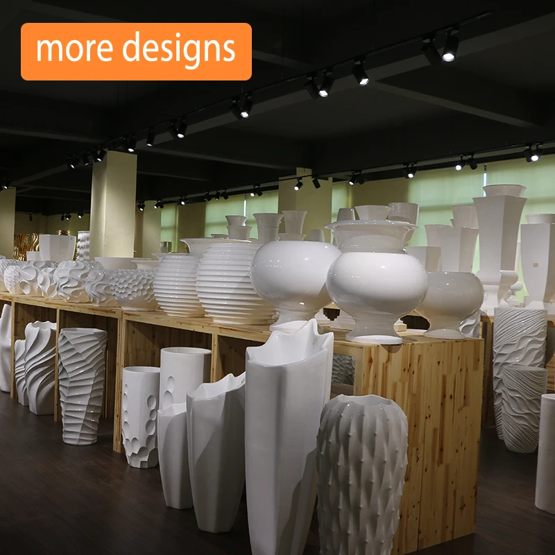 Creative Shape Wholesale Artificial Flower Pots Glossy White Indoor Geometric Vase