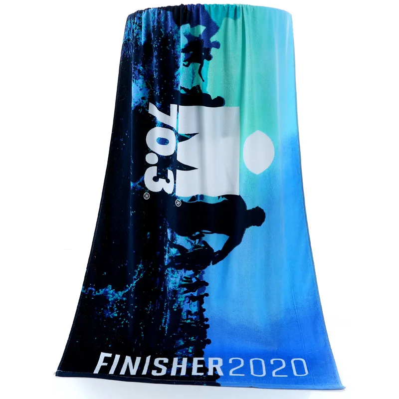 Eco-Friendly Manufactures ODM Large Size 100% Cotton Terry Velour Custom Printed Beach Towel