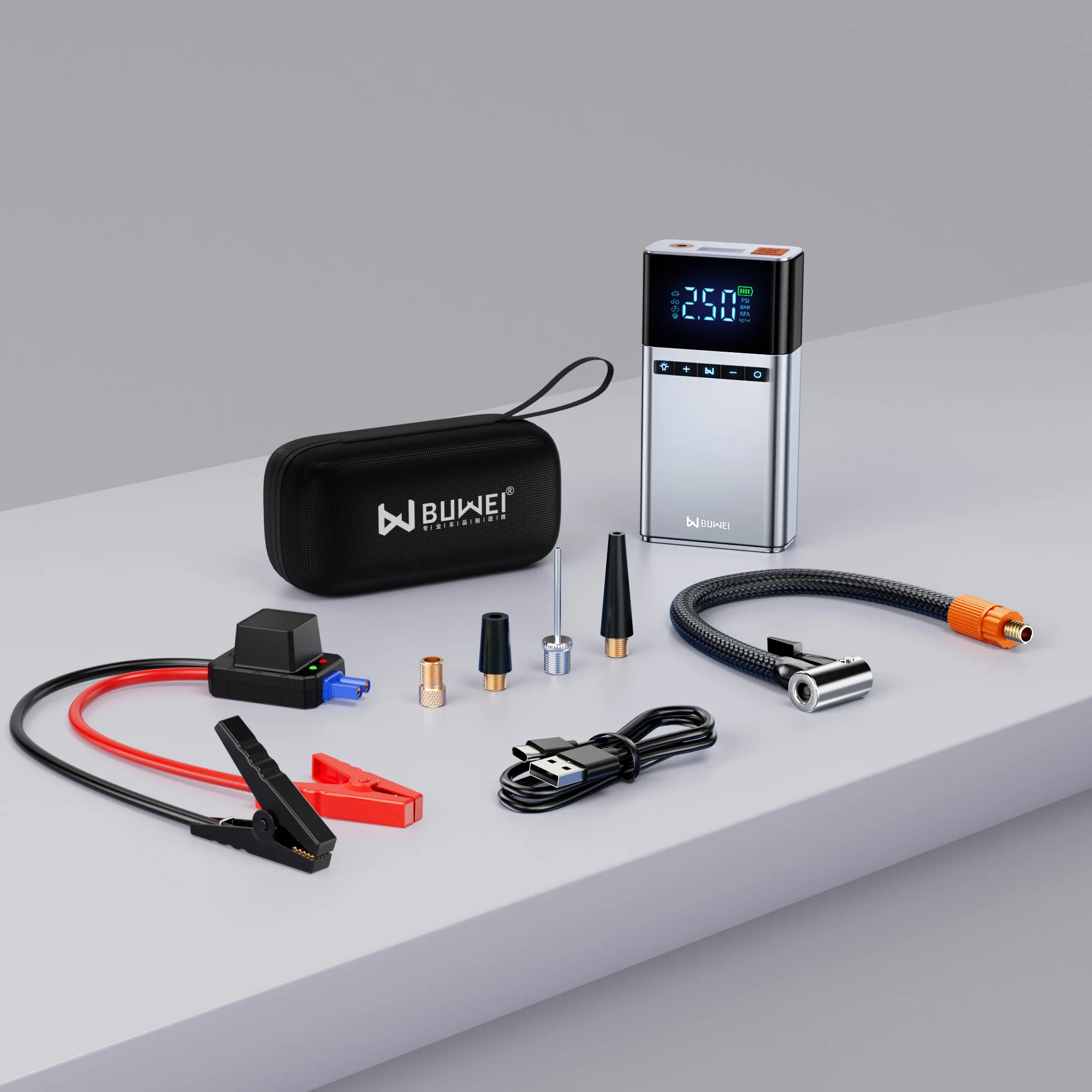 High Quality Digital 12000mah Car Jump Starter Compatible Air Pump Peak 2000A Jump Starter Air Inflator JUMP STARTER COMPRESSOR