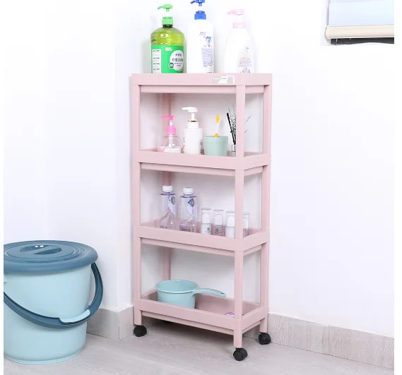 4 Layer multi-function plastic shelving for home bathroom kitchen and office used