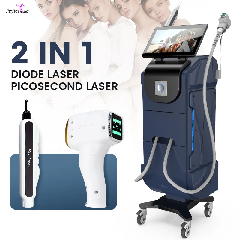 2 in 1 nd yag qswitch pico second laser tattoo removal machine 808nm diode hair removal beauty salon equipment