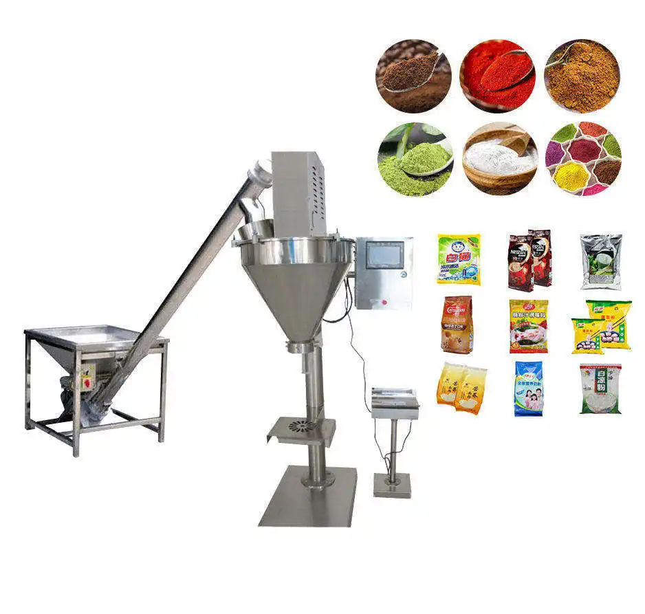 Supply customized semi-automatic spiral milk powder spice powder filling and packaging machine with powder elevator