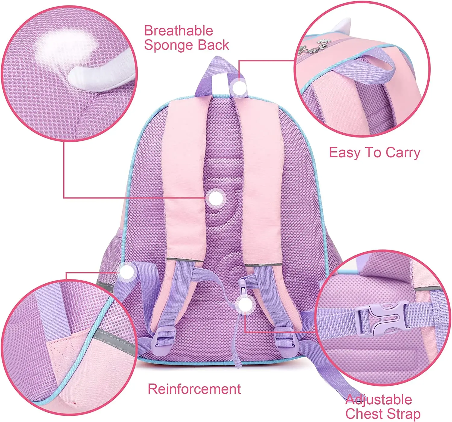 Girls Backpack for Suitable for 2-9 Years Girls and Boys Kids Backpack Toddler Backpack Cute 3D Cartoon Cat school bag