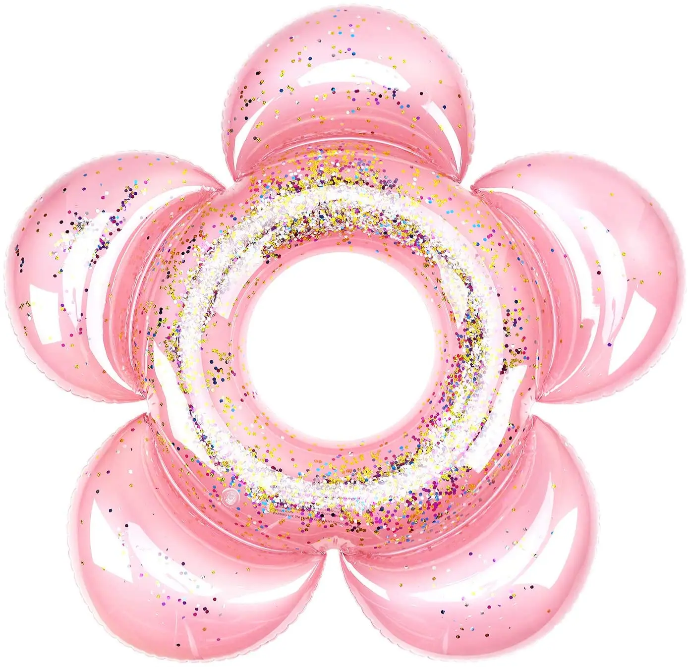 HeySplash Inflatable Swim Rings with Glitter, Flower Shaped Summer Swimming Pool Float Loungers Tube, Water Fun Beach Party
