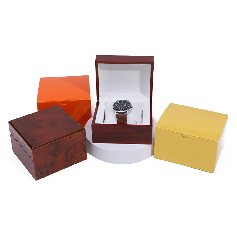 Men wrist watch sets with wooden storage case box winder luxury wood storage pu logo case display packaging black watch box