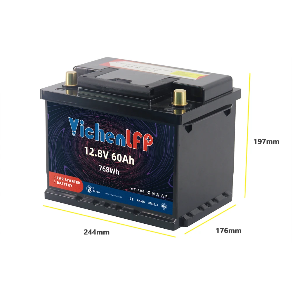 Lithium Stop Start Cranking Car Battery 60ah Wholesale 800CCA More Powerful Lifepo4 12 Volt 3 Option 4000 Cycles,dod80% 12.8V