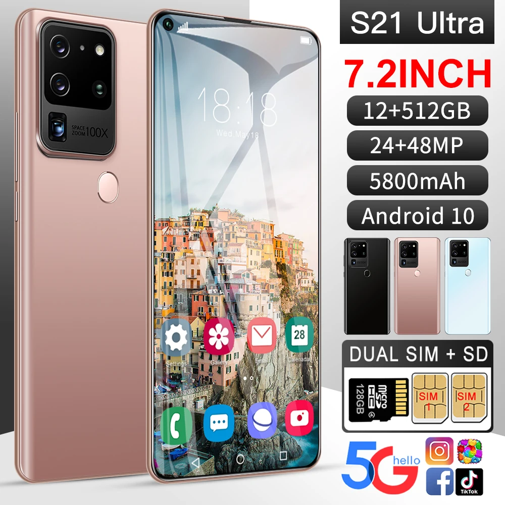 Смартфон S21 + 2021 дюйма 7 2x1440 Android 3220 16 512 ГБ 5G 6800
