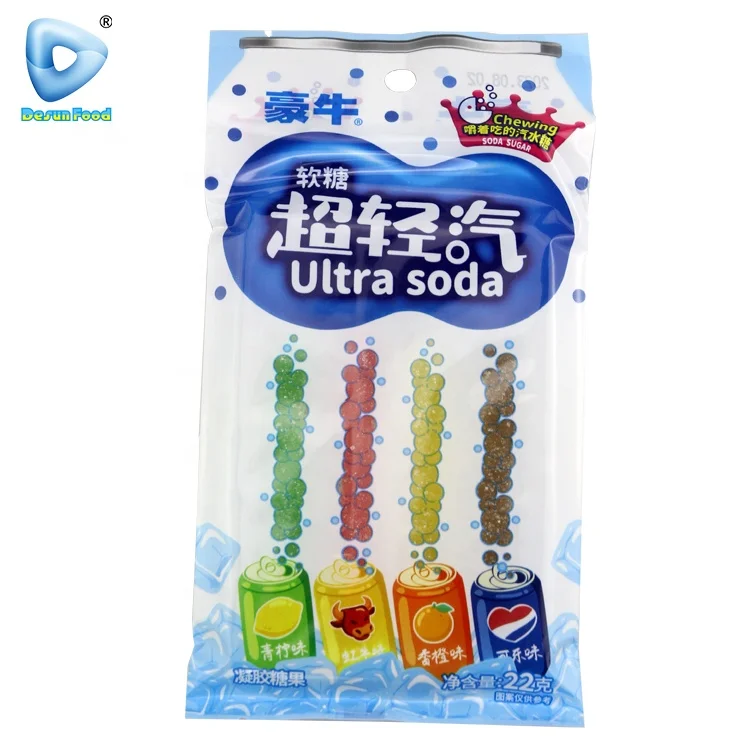 Wholesale Custom Ultra Soda Jelly Soft Candy Sugar Coated Gummy Candy
