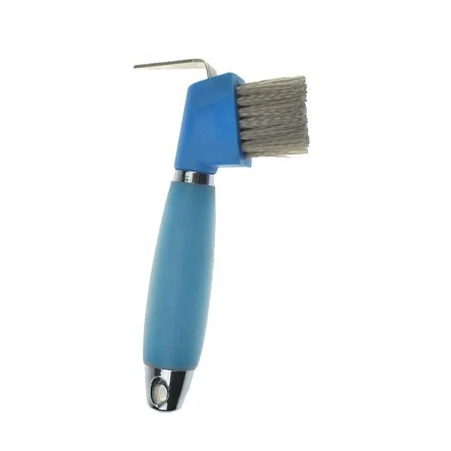 Professional Animal Equine  Grooming Soft Silica Gel Handle Horse Hoof Pick knife with Brush