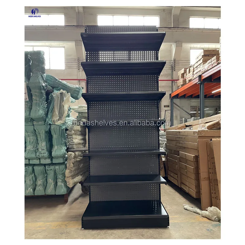 Adjustable Cold-Rolled Steel Gondola Shelving Metal Supermarket Shelf Store Display Shelves Retail Shelving Units Store Display