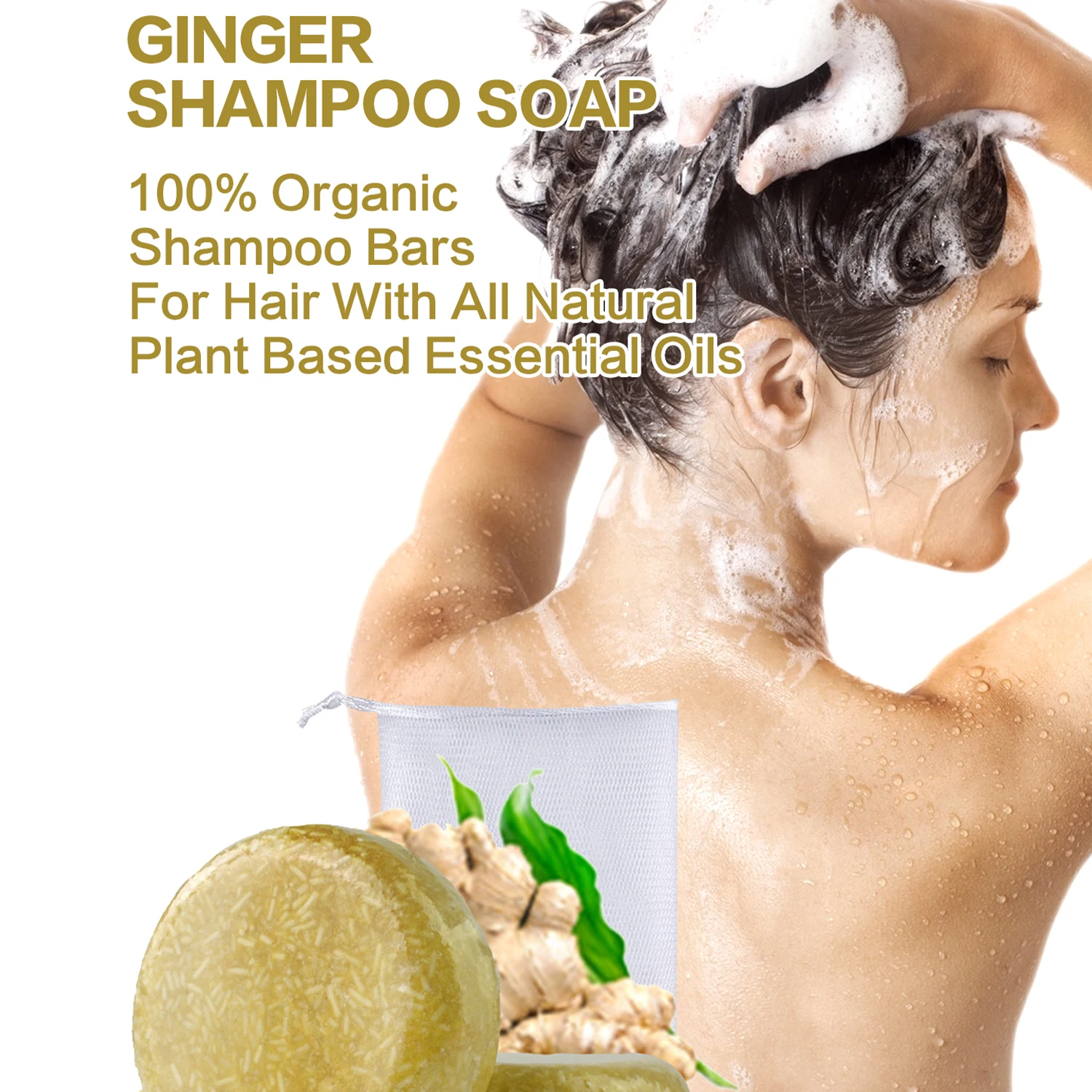 Solid Soap Natural Organic Anti Hair Loss Ginger Shampoo Bar -739203