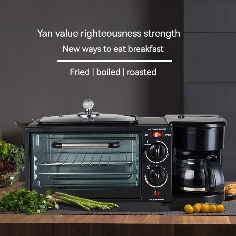 Hot Sales Multifunctional Electric Household Machine Breakfast Makers with Toast Oven 3 in 1 Stainless Steel Mini Waffle Maker