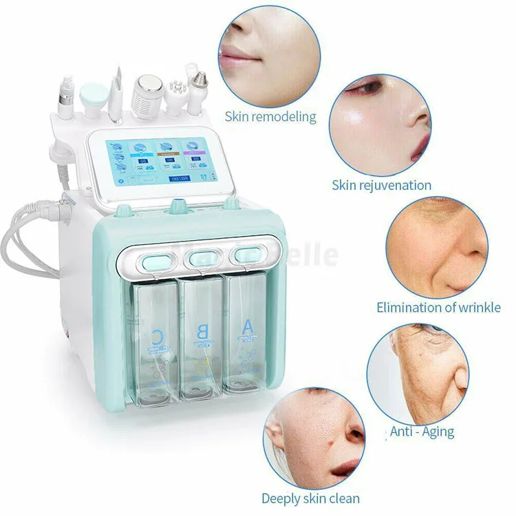 6 in 1 Beauty Equipment Hydra Dermabrasion Oxygen Jet Peel Machine H2o2 Oxygen Facial Machine