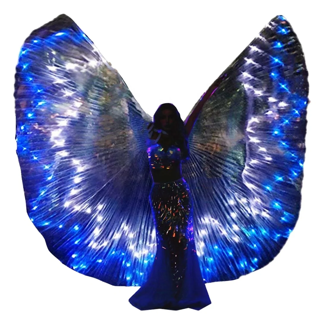 SHINYOU LED Isis Wings Glow Light Up Belly Dance Costumes with Sticks Performance Clothing Carnival Halloween