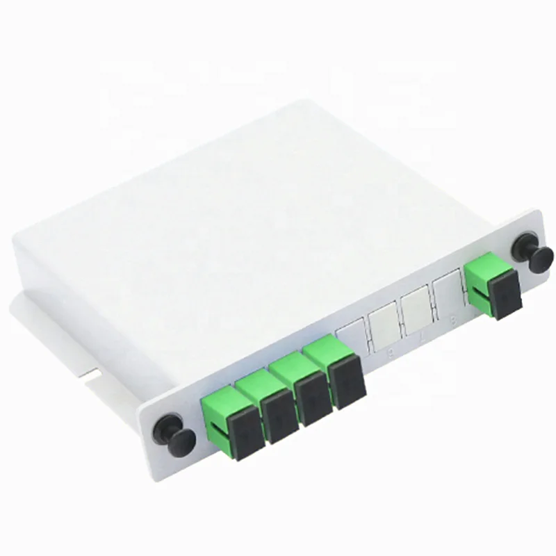 China ZKP 1X4 Fiber Optical Splitter PLC Splitter Insert Type Fiber Optic Divider with Adapter SC/APC
