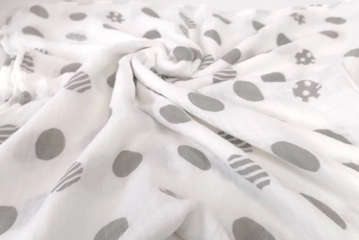 120cm Square Bamboo Cotton Custom Printed Muslin Swaddle In Cardboard Wrap Packaging