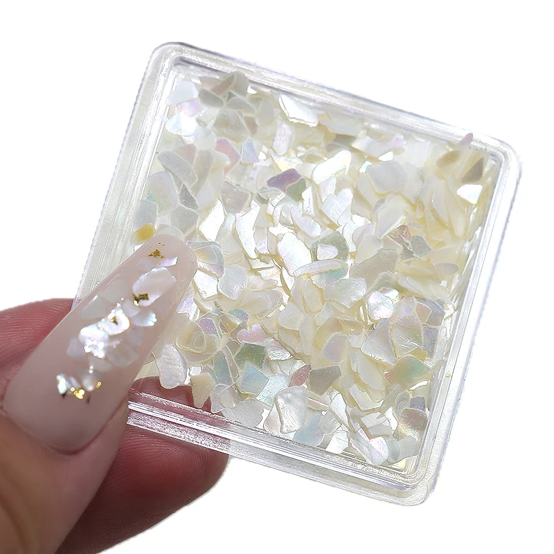 Nature White Abalone Shell Nail Accessories 3d Aurora Sea Shell Plate For Nail Art Decoration