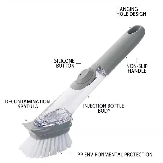 Kitchen cleaning tools Long handle dishwashing brush Liquid soap dispenser Cleaning agent dishwashing brush Sponge pot brush