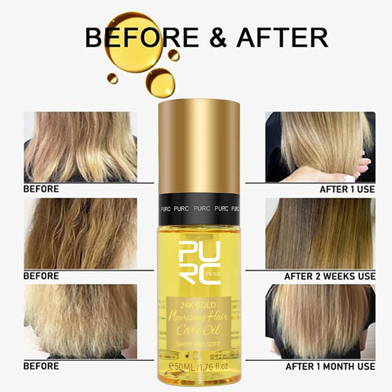 Men Women 24K Nano Gold Nourishing Hair Oil Smoothing Shiny and Soft Repair Hair Oil Serum