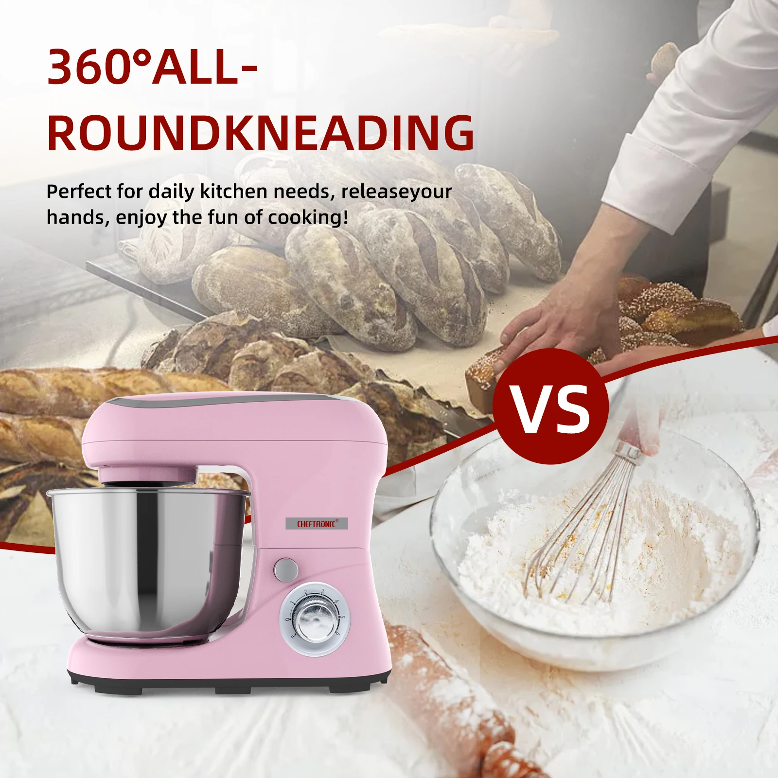 High Quality 1300W Electric Stand Mixer 5L Capacity Dough Maker Plastic Housing Accessories Includes Mixing Bowl Dough Hook