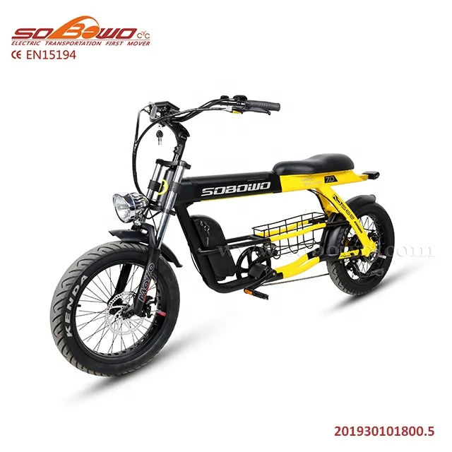 SOBOWO Electric Ebike Cargo E Bike 7 Speed 20 Inch Fat Tire Snow Bike 48V 500W 17.5AH Retro Vintage E Bike Fat Tire Bicycle
