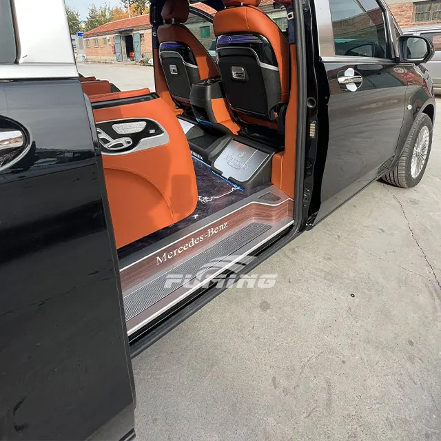 Upgrade the appearance of V-class cars install aluminum alloy side pedals modify peach wood style foot guards