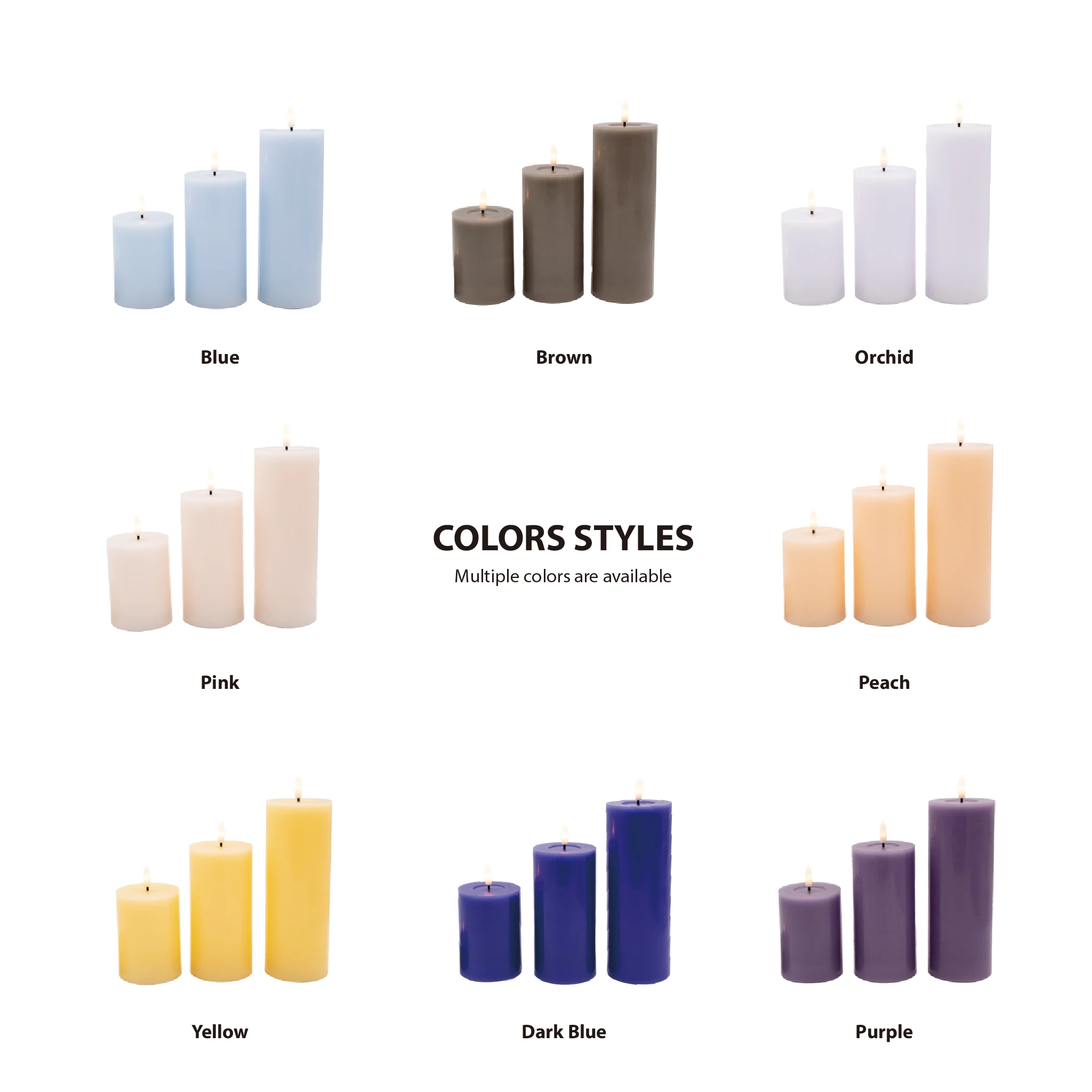 Custom Size Color Hot Sale Christmas Battery Flameless Led Candle Light Real Wax Pilar Led Candles