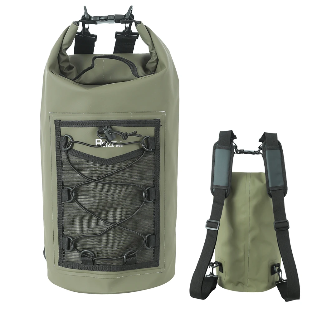 Army green 20L 500D pvc tarpaulin ocean pack beach boating floating diving swimming waterproof dry bag