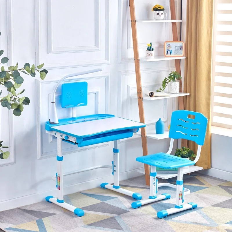 Child Reading Table Customized Writing Pencil Drawer Plastic Kids Table And Chair Set With Led Light
