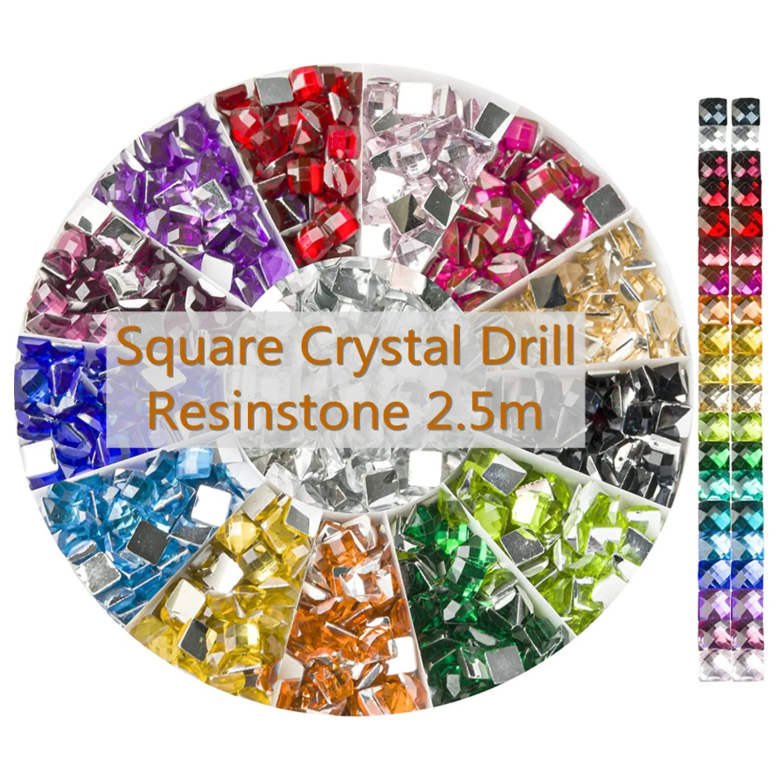R-06 Sparkling Mosaic Art Beads 2.5mm Shiny Resinstone Diamond Painting Square Crystal Drills