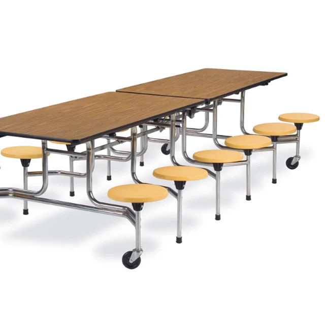 High Quality 8 Person Seat School Dining Table MDF Dining Table Chair Set Conjoined Cafeteria Mobile Table