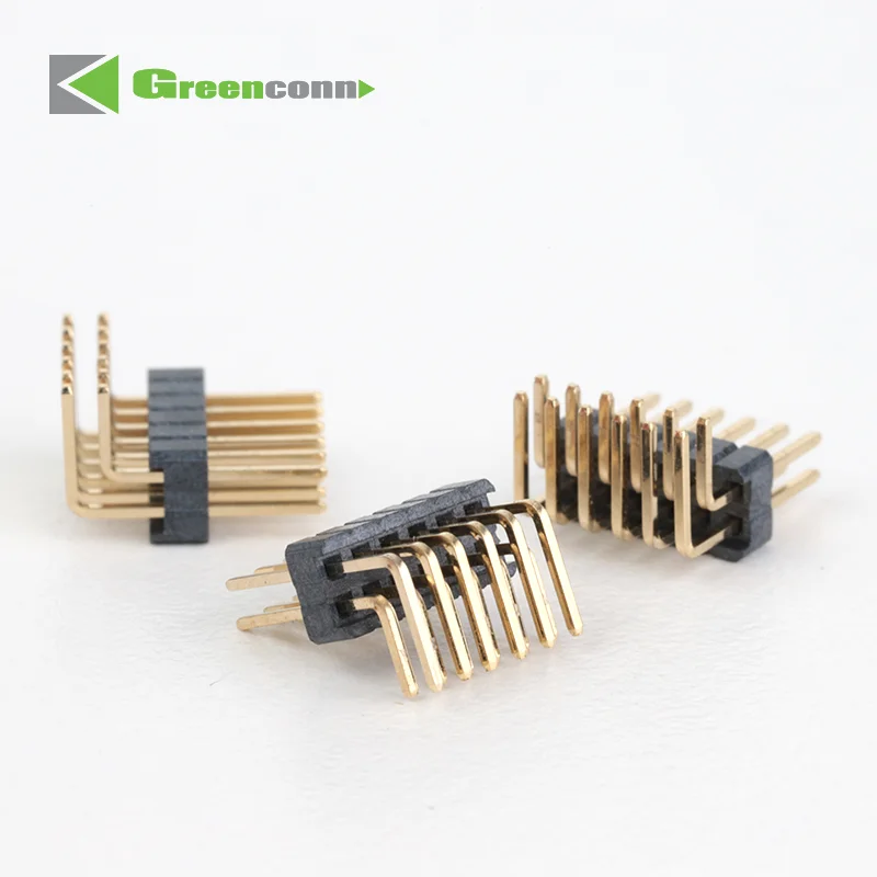 Customized connector manufacturer 1.27mm Pitch Pin Header Duals Rows R/A Type Base 2.00H  40 pin header connector