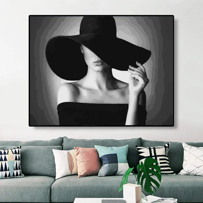 AN7312  DIY Oil Painting By Number Romantic Woman Wall Art Abstract Modern Oil Painting Home Decoration