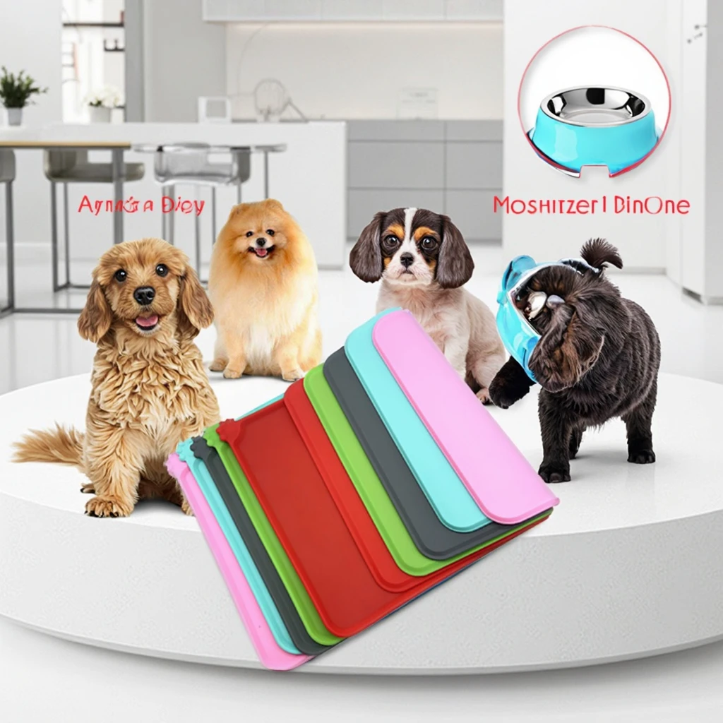 Colorful Reusable Anti-Slip Silicone Pet Feeding Mat Dog Food Mats