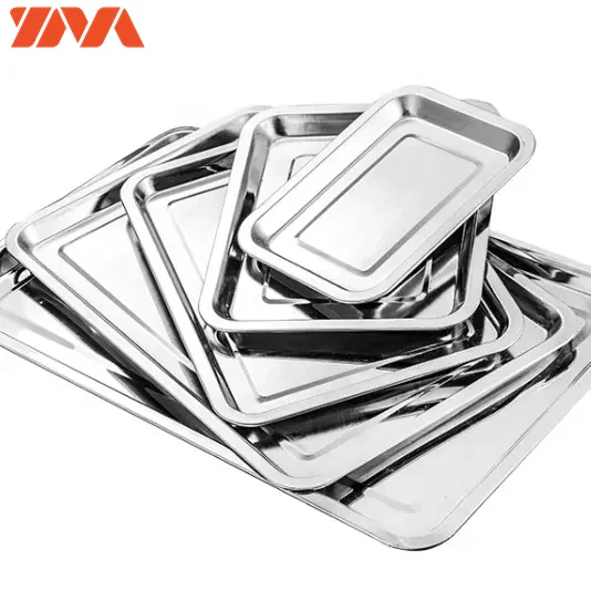 Multifunctional Kitchen Dinnerware Stainless Steel Food Grade Rectangle Food Tray Plate Dining Plates Cookware Sets