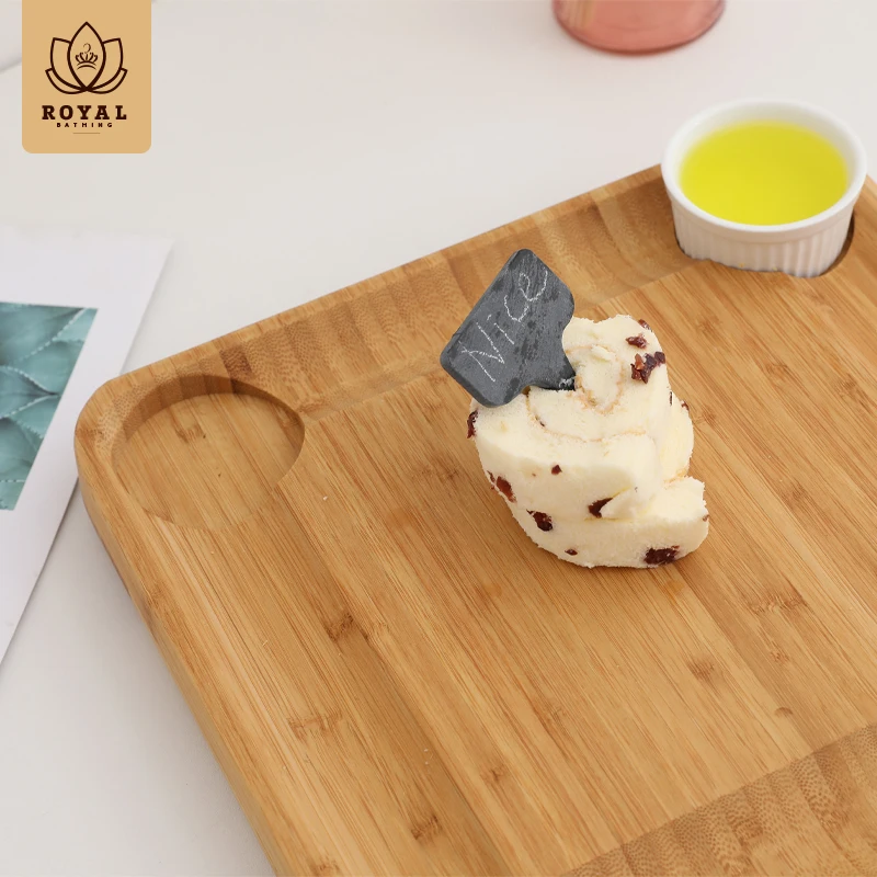 Cheese Board and Cutlery Set with  includes 2 slate labels and  chalk Bamboo Charcuterie Platter and Serving Tray for Wine