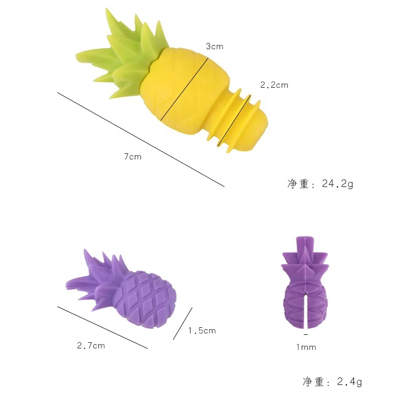 Creative colorful fruits shape ecxcellent quality silicone red wine stopper