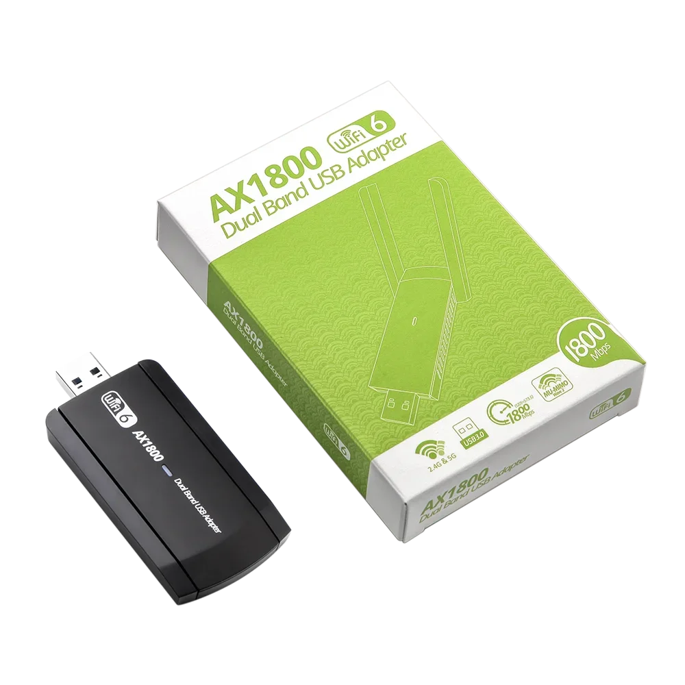 Бесплатный драйвер 1800 Мбит/с WiFi 6 USB адаптер 802.11AX 2 4G/5GHz USB3.0 беспроводная сетевая карта с антенной Wi-Fi ключ для Win 10/11