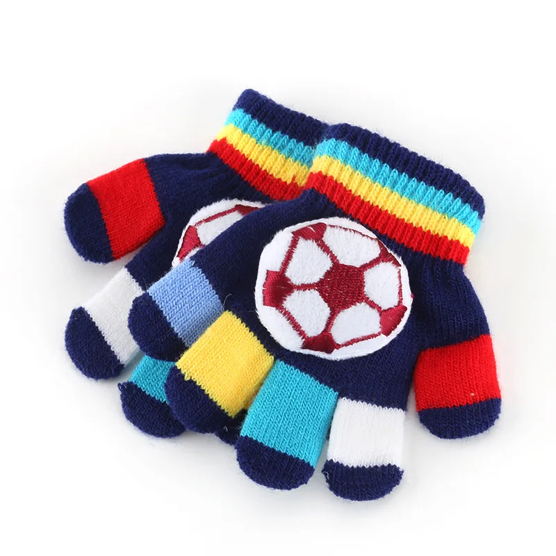 Orange Half Finger Warm Winter Gloves For Children Lovely Rabbit Pattern Covered Mittens For Kids