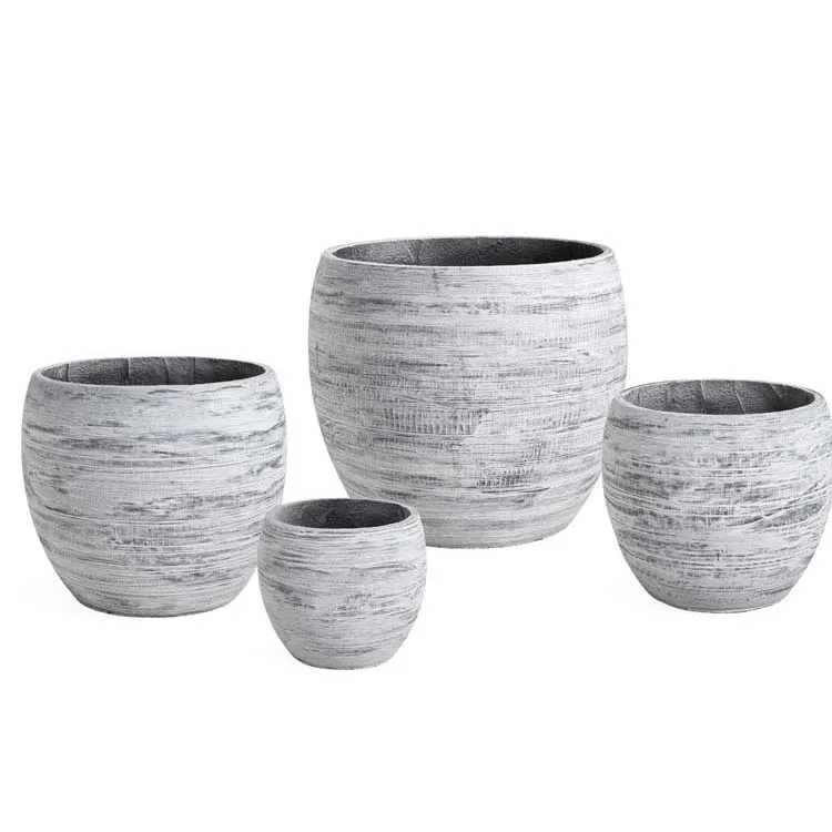 2024 New Trends Light Weight Round GRC Flower Pot Picture Customized Concrete Plant Pots for Plant Engineering Indoor Outdoor