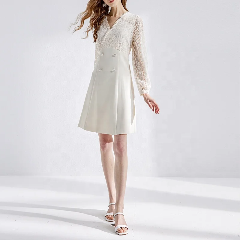 Huiquan Best Price Korea Style Lace Night Dress Beautiful Party For Elegant Lady