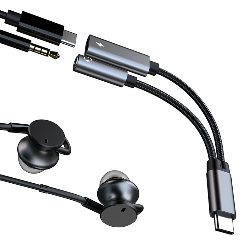 Price concession HD call 60W fast charge 3.5mm stereo TYPE-C audio adapter cable