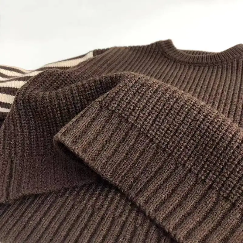 High Fashion children's customized striped sweaters Contrast sweaters for boys Unisex computer knitted sweaters for kids