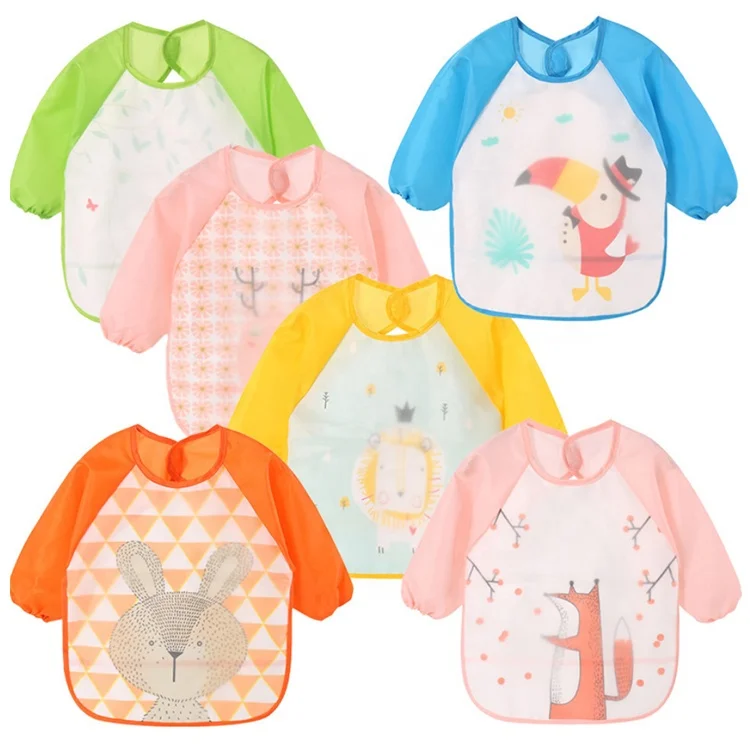 Новый водонепроницаемый детский слюнявчик eva с длинным рукавом и карманом