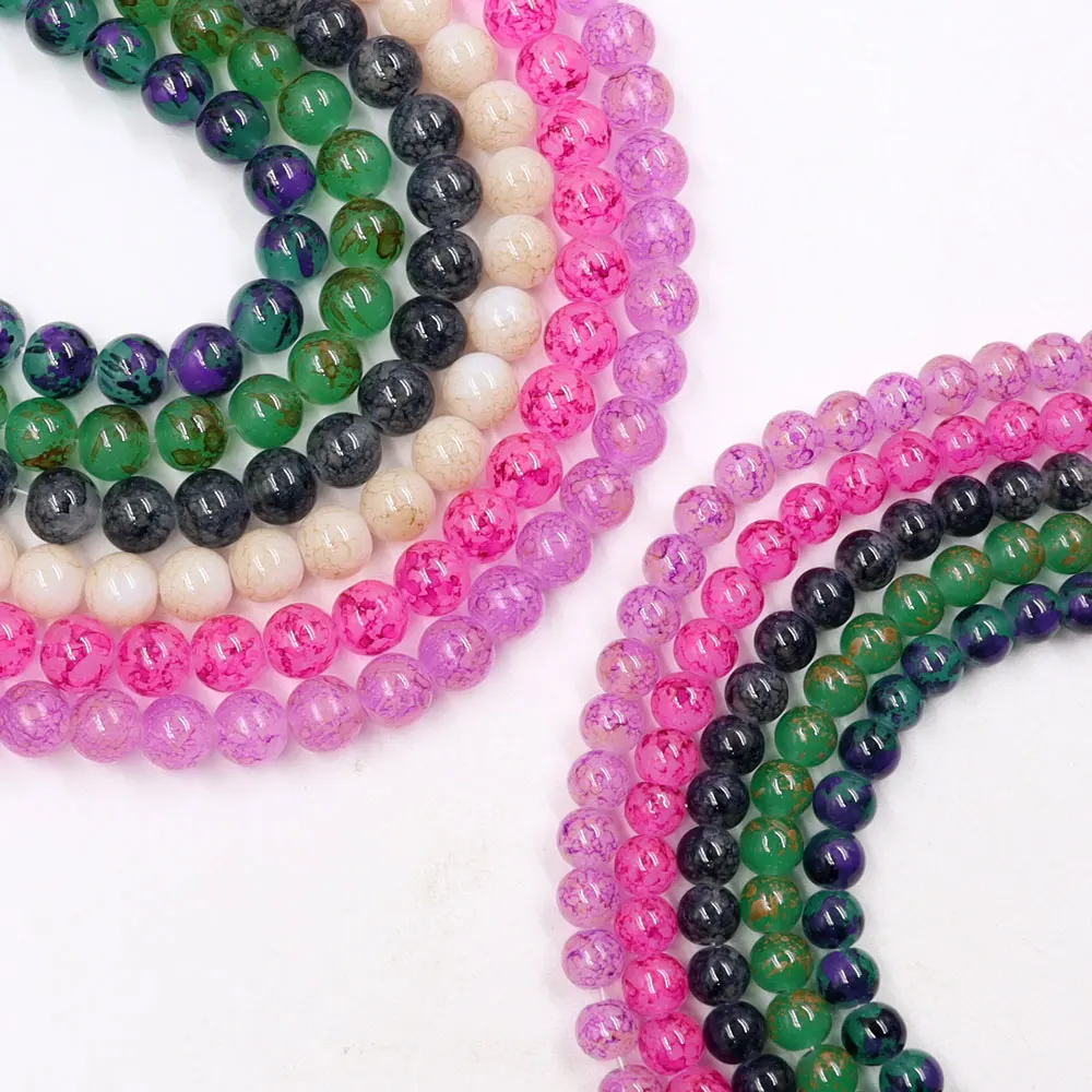 HX Stock for sale Flower  jade glass beading Jade Floral Pattern Beads   loose beads for DIY jewelry making