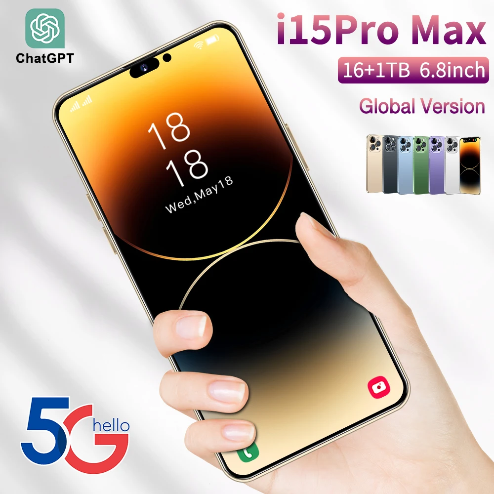 Original 5G i Smart Cell Phone 15 Pro Max Mobile i15 14 16G 1TB Smartphone Cheap Telephone Telefono Inteligente Low Price Medome