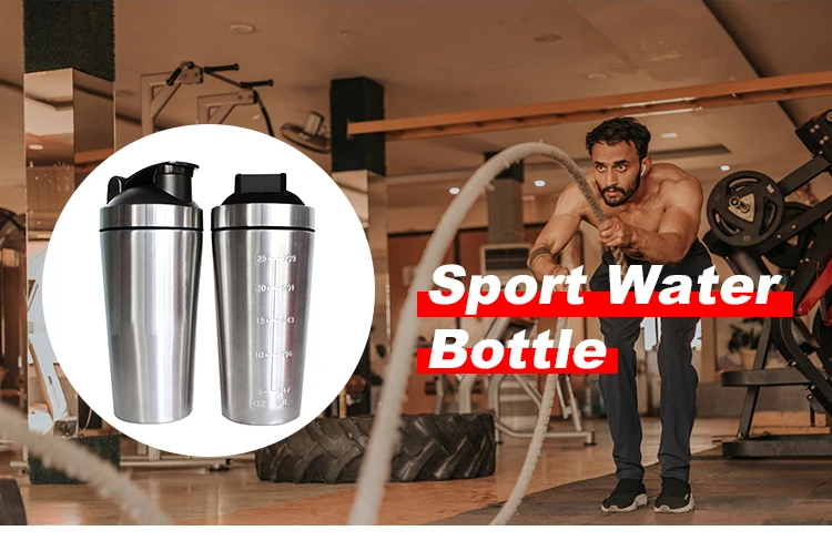 Wholesale 750ml Stainless Steel Custom Logo Gym Fitness Sports Protein Metal Shaker Bottle With Blender Mixer Ball