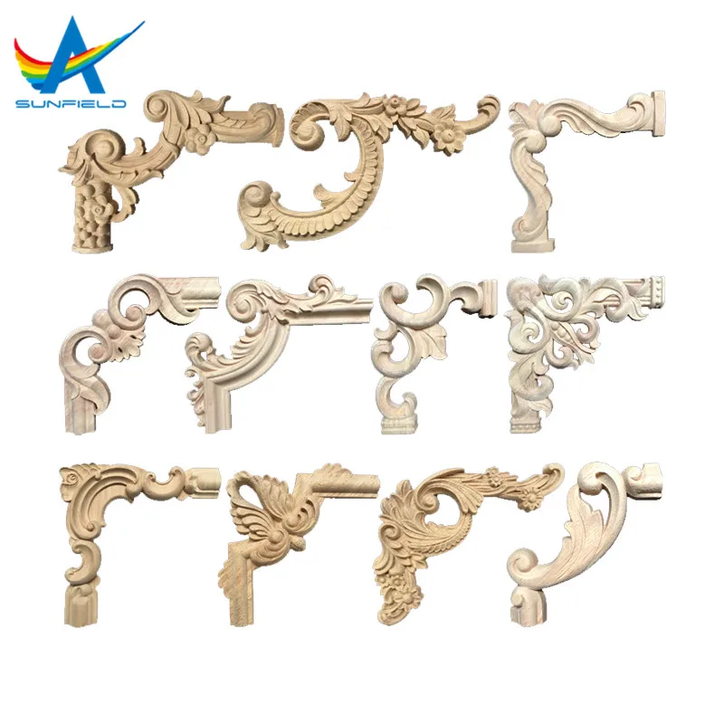 
wood decorative corner onlays and appliques for furniture parts 